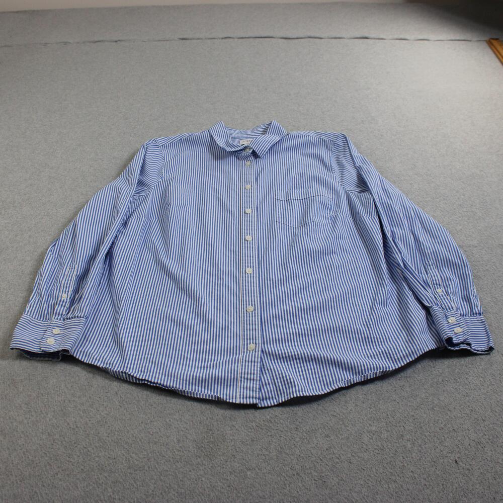 J Crew Shirt Womens XL Blue Stripe Button Coastal Boho Office Heritage Academia
